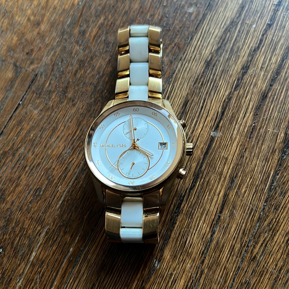Michael Kors gold and white watch
